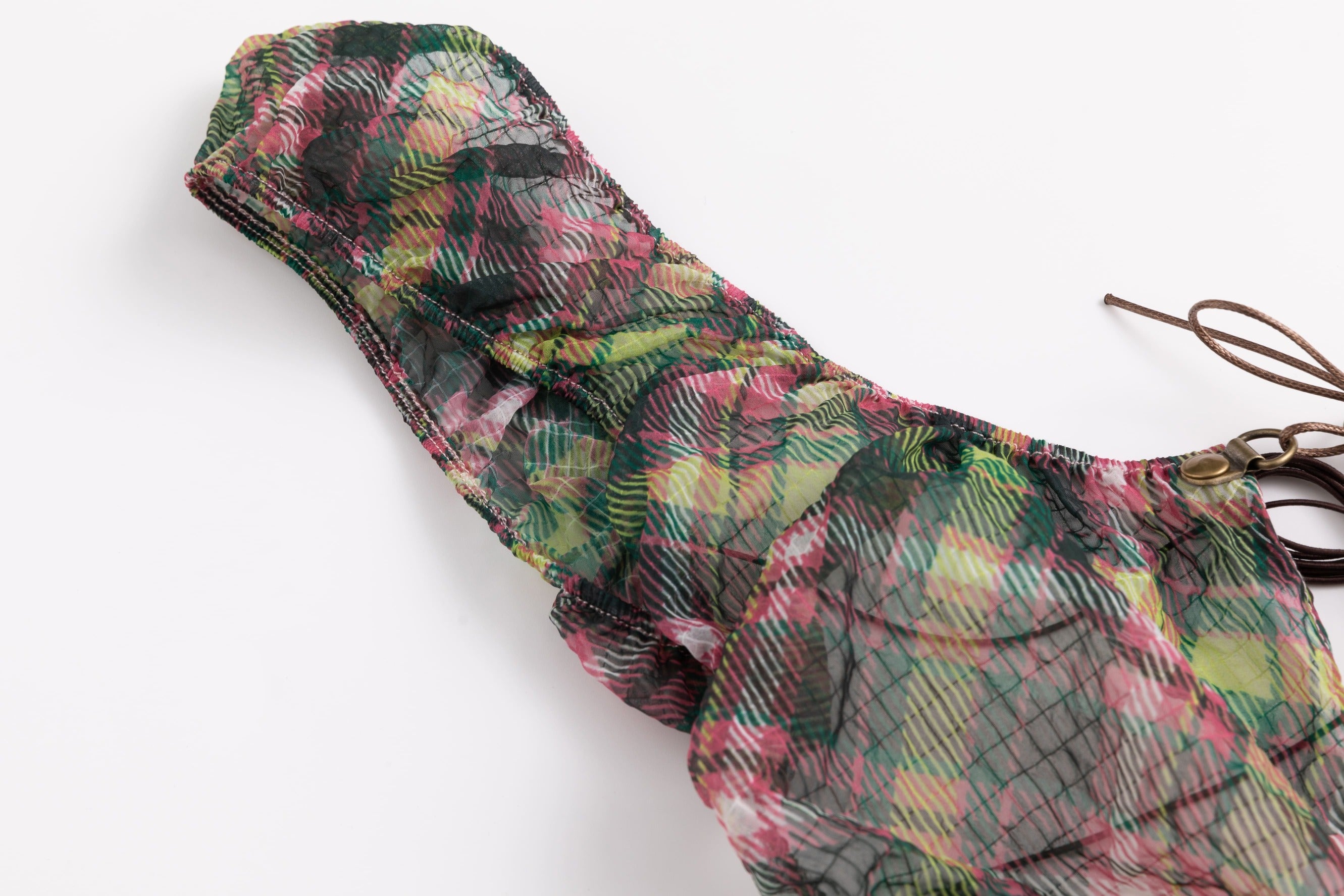 Plaid Puff Chiffon Asymmetrical Dress Pink Tartan