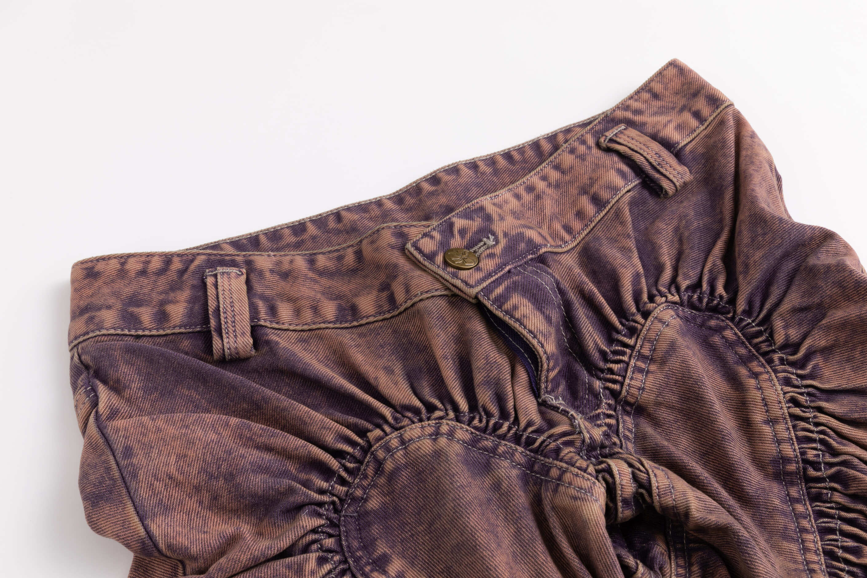 Unisex Ruched Heart Distressed Denim Jeans Pink