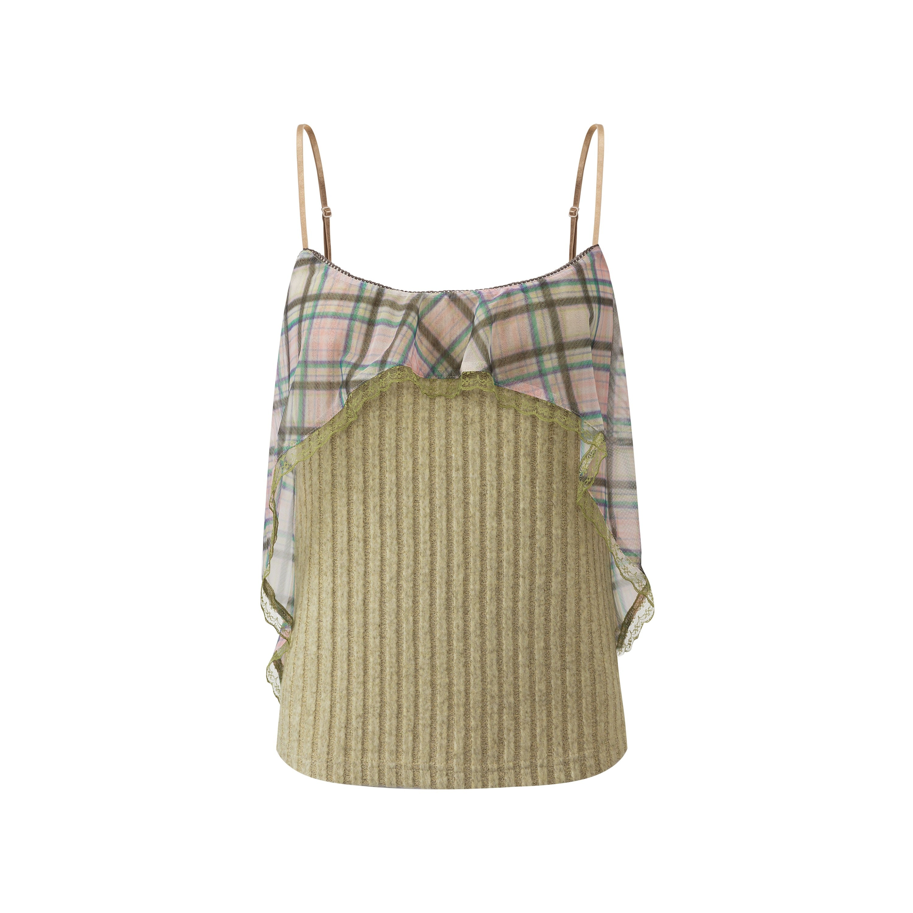 Flared Plaid Knit Cami Dollhouse