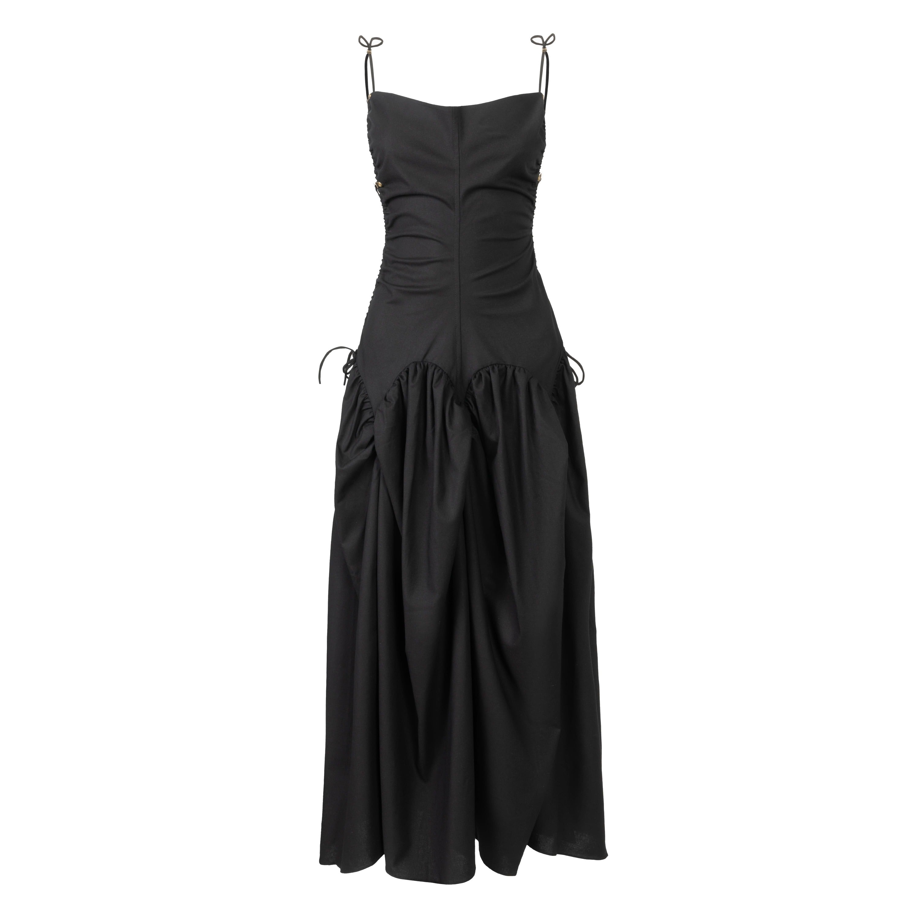 Open Back Cami Bubble Maxi Dress Black