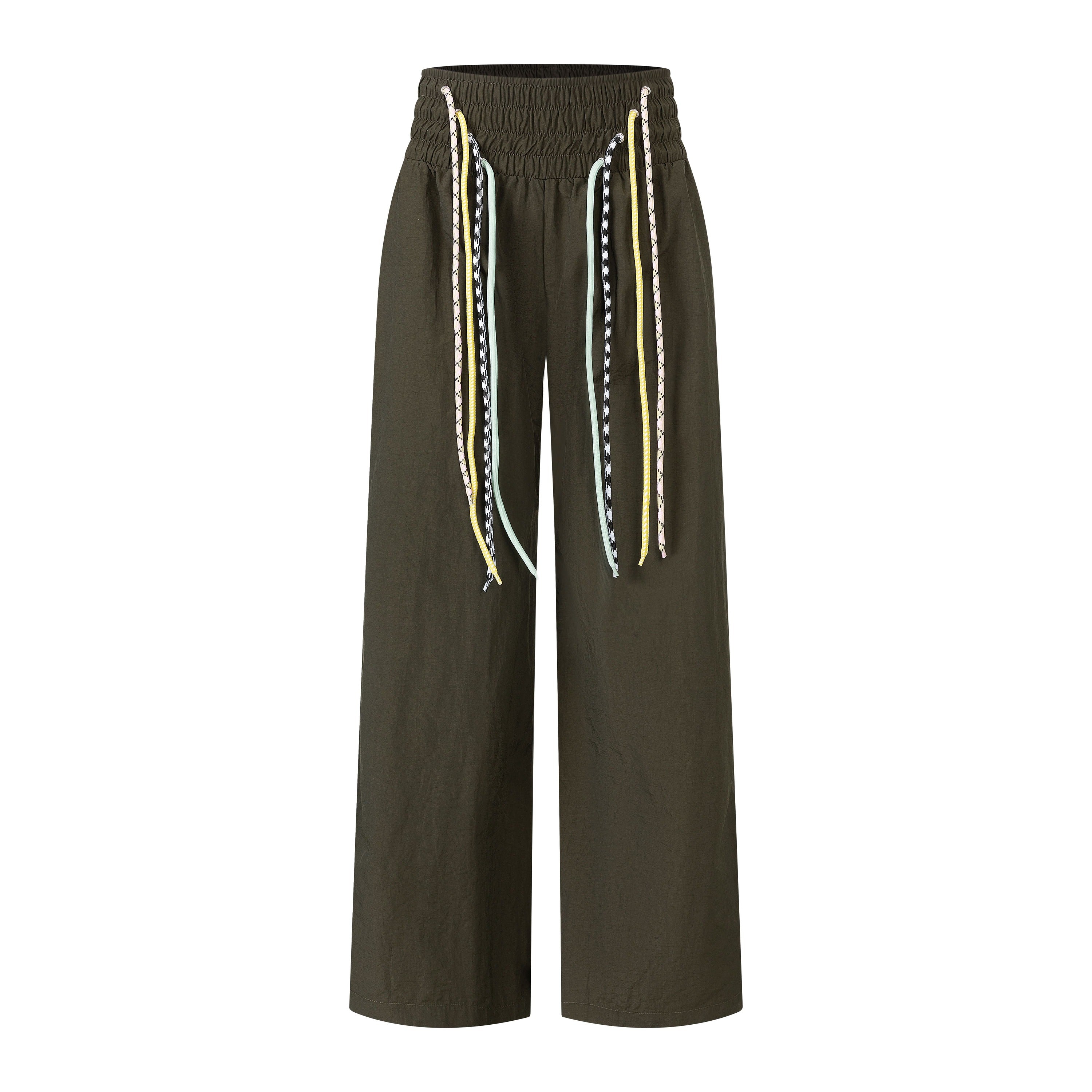 4-string nylon casual pants dark brown