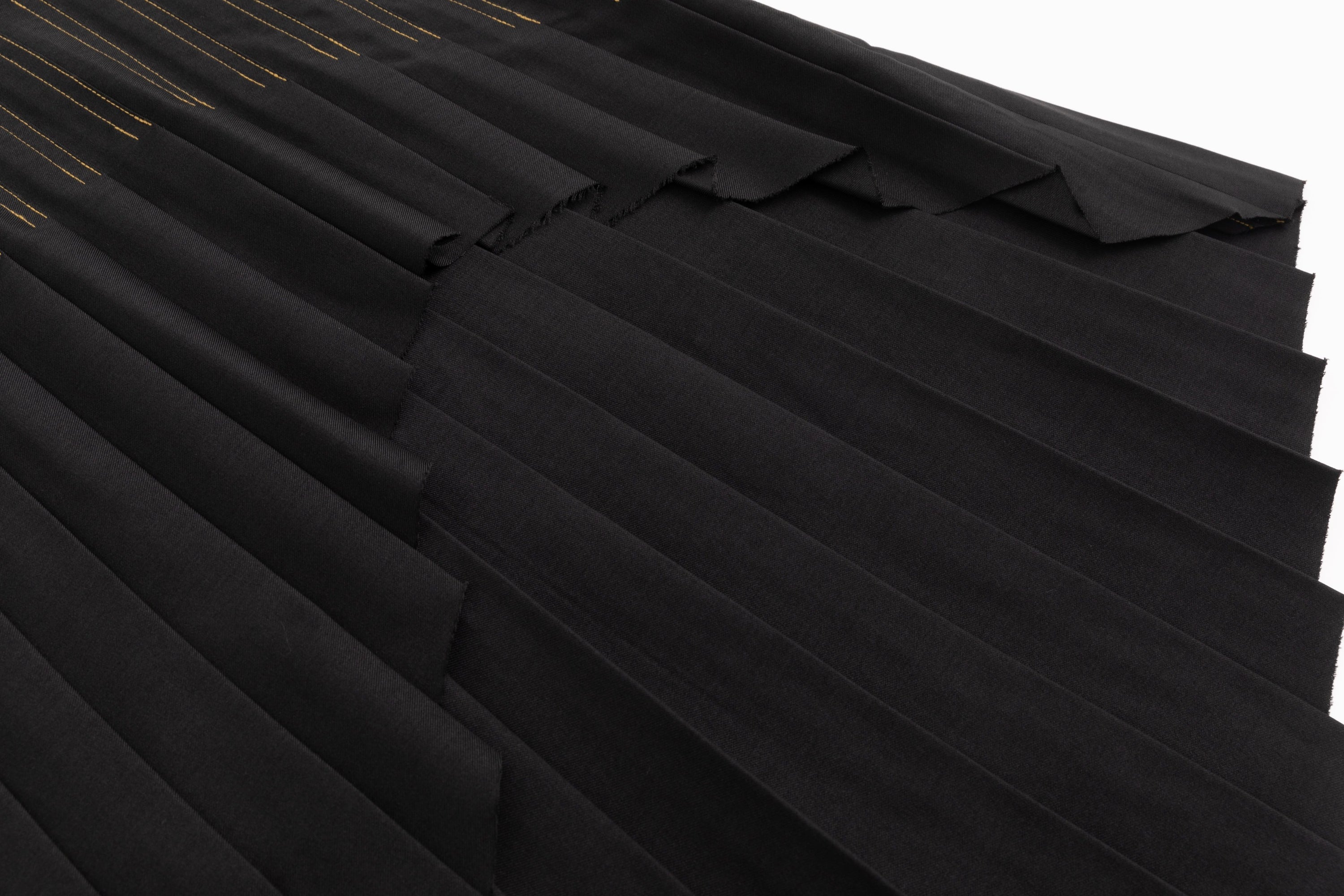 Asymmetrical Pleated Office Skirt Black