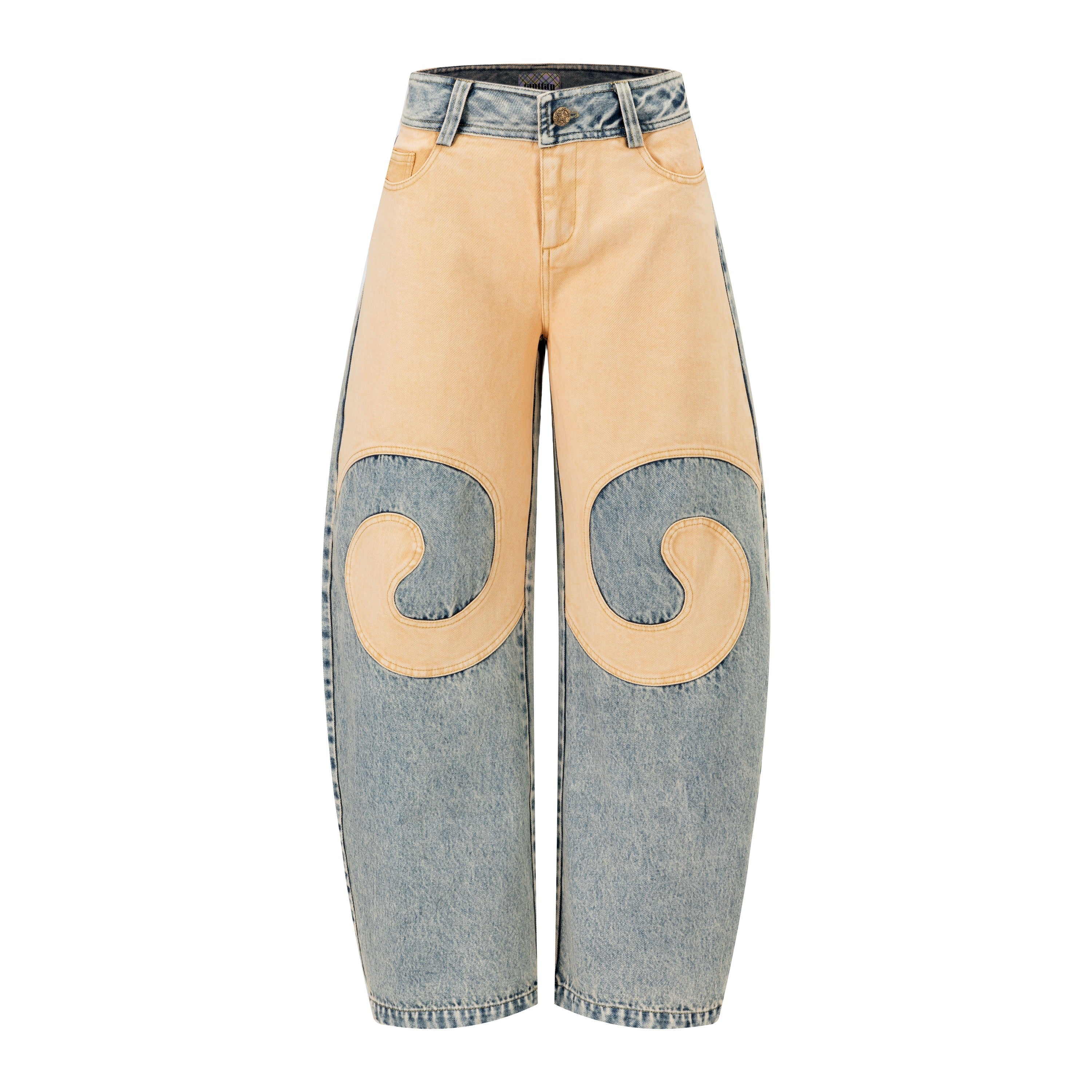 Yellow Blue Washout Swirl Jeans