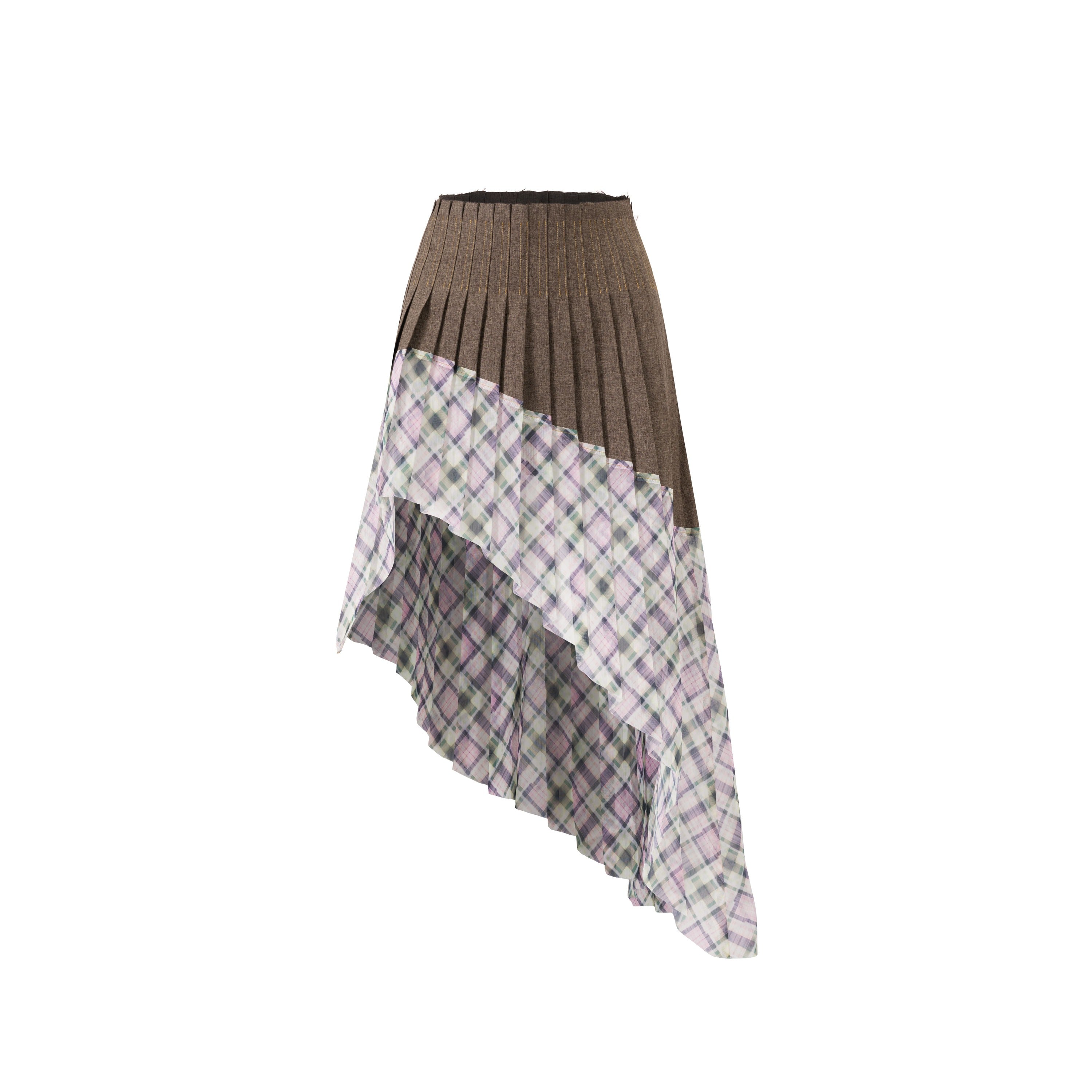 Asymmetrical organza pleated skirt lucid