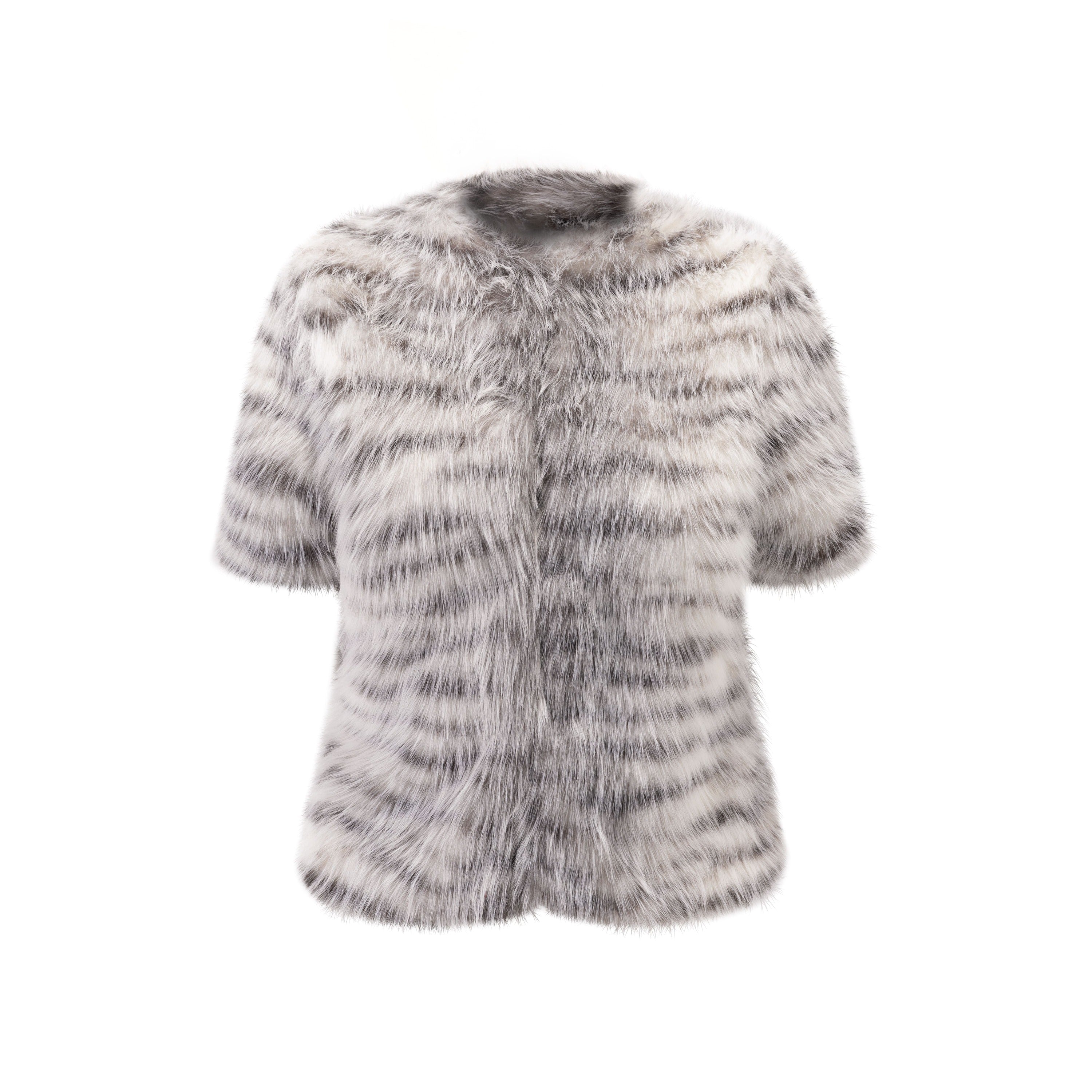 Silver Tiger Mini Faux Fur Coat