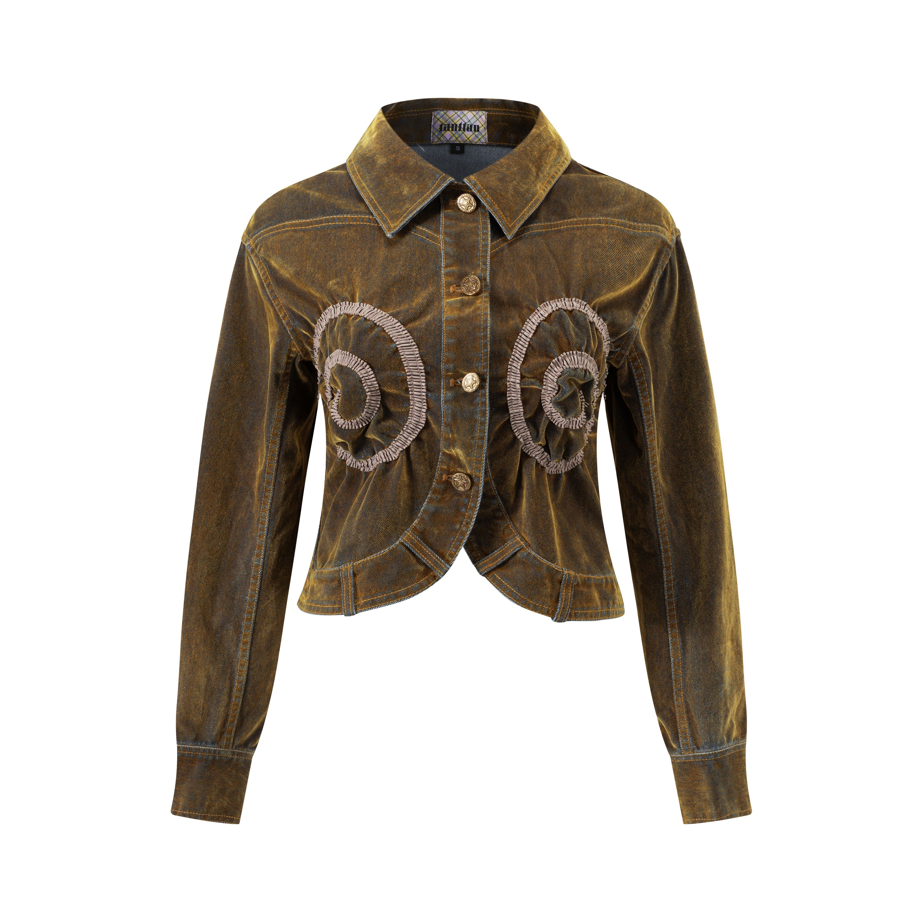 Gold Swirl Velveteen Denim Jacket