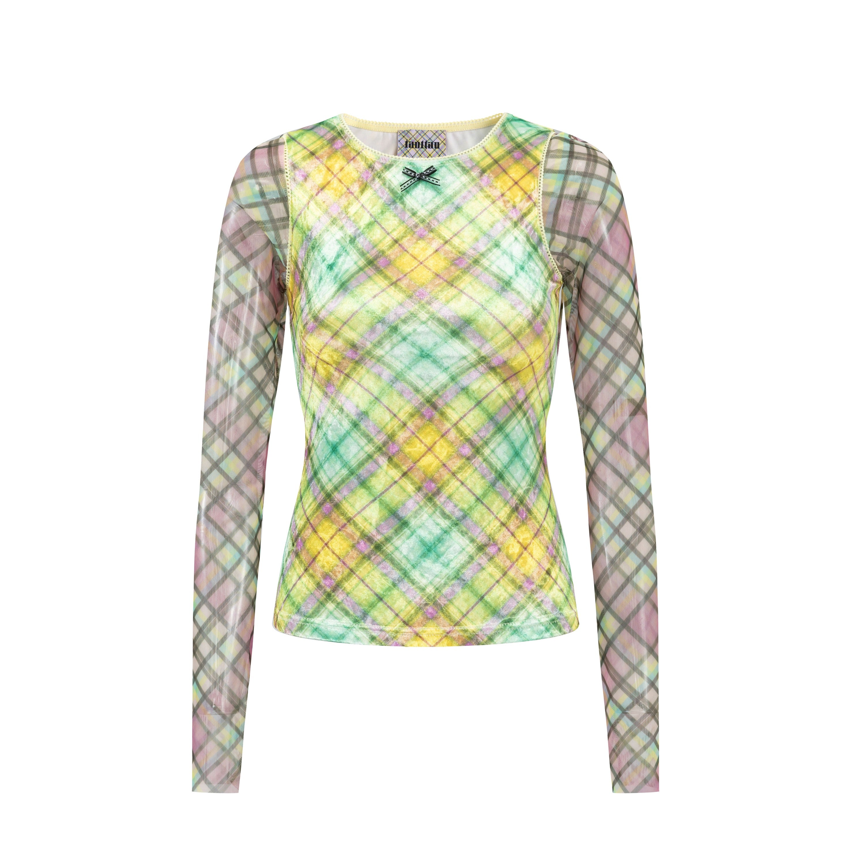 Lollipop Glossy Velvet Long-Sleeve Top
