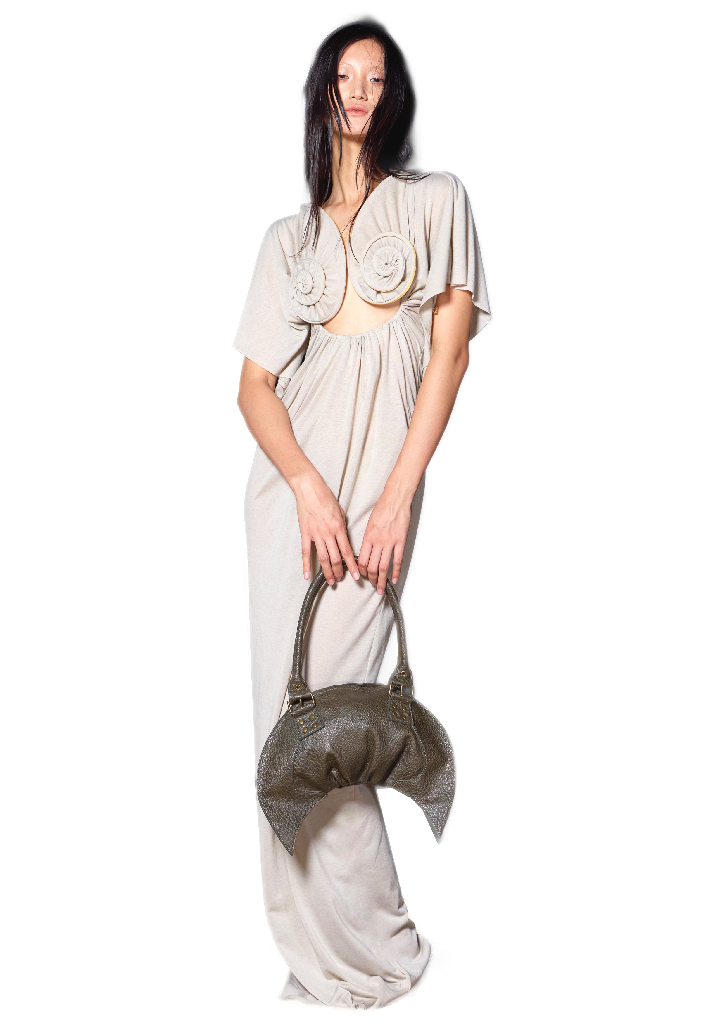 Sea Shell Swirl T-Shirt Gown Beige Jersey