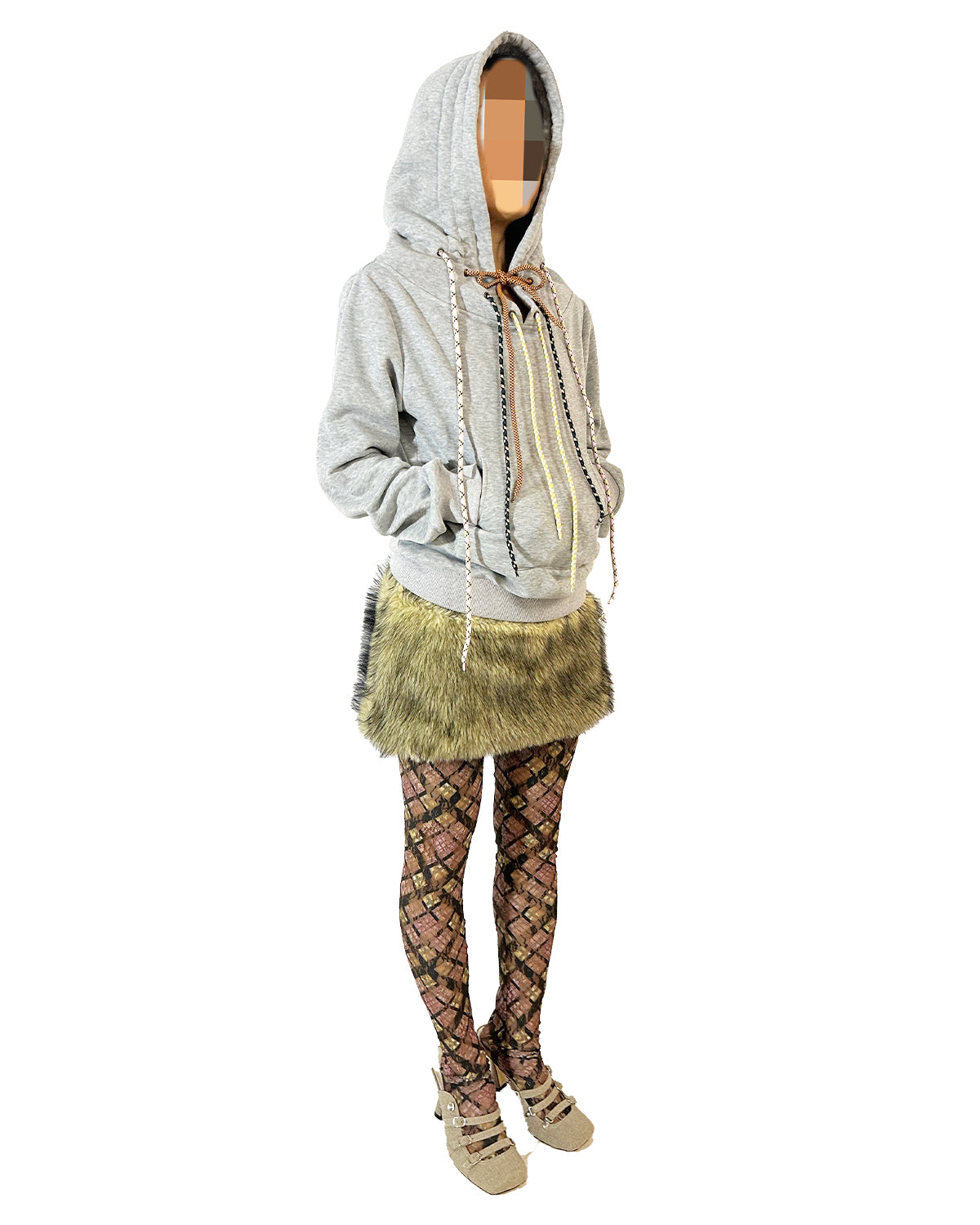 Straw Yellow Faux Fur Mini Skirt