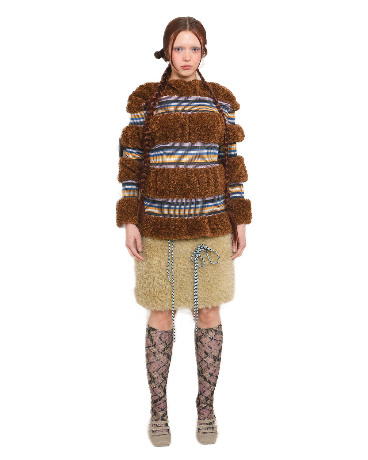 Rust Rib Patchwork Stripe Top