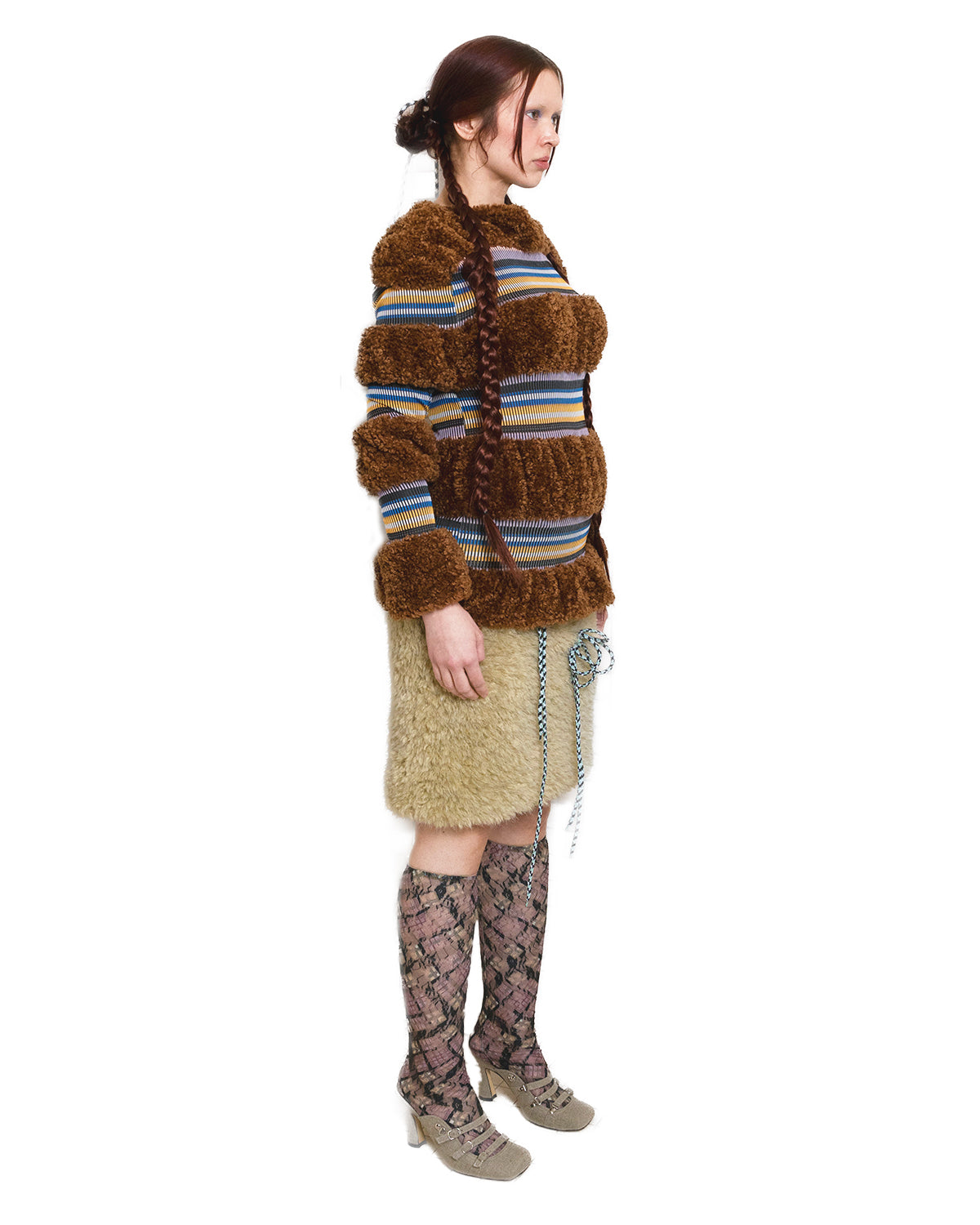 Rust Rib Patchwork Stripe Top