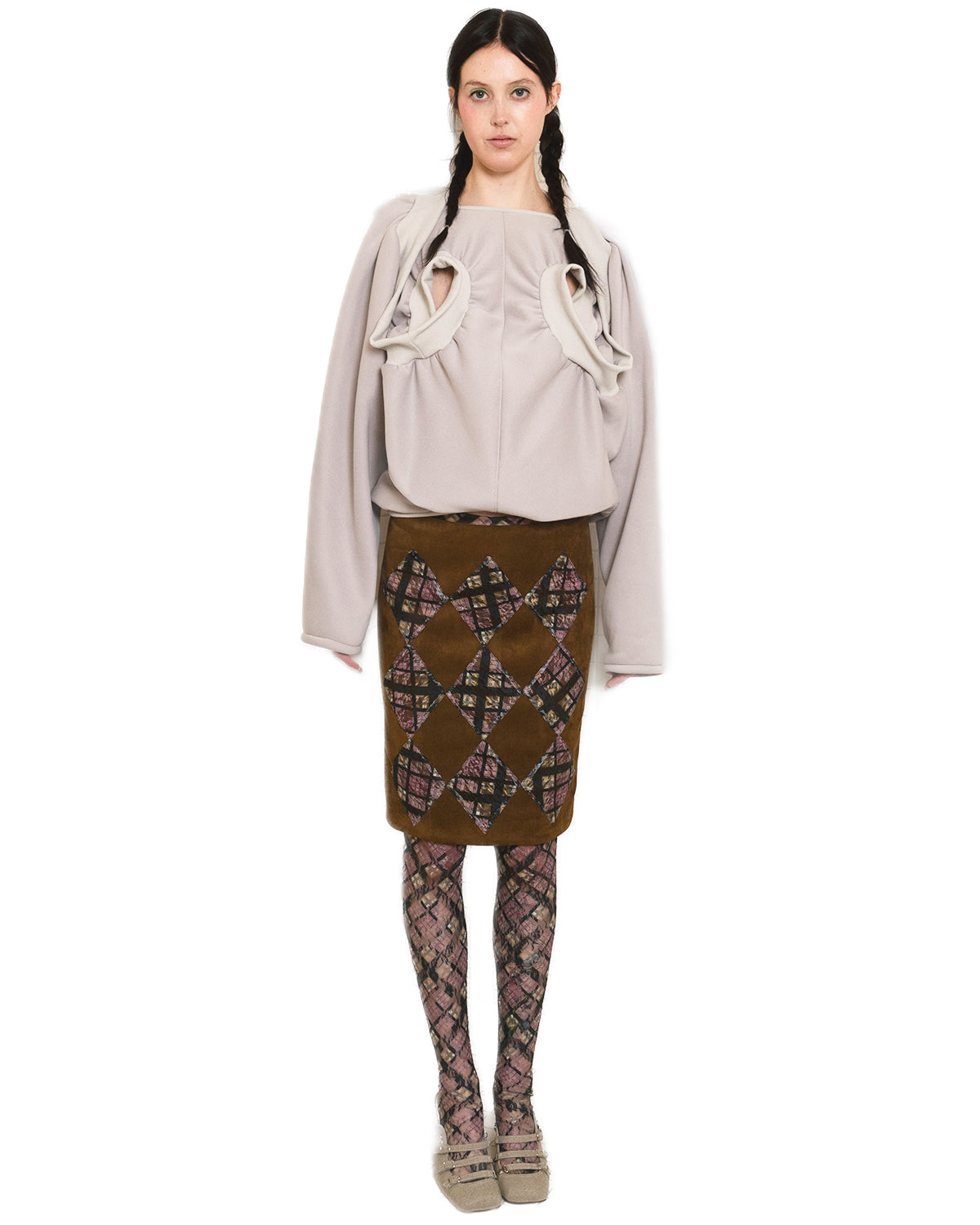 Swirl Rib Gathered Oversized Pullover