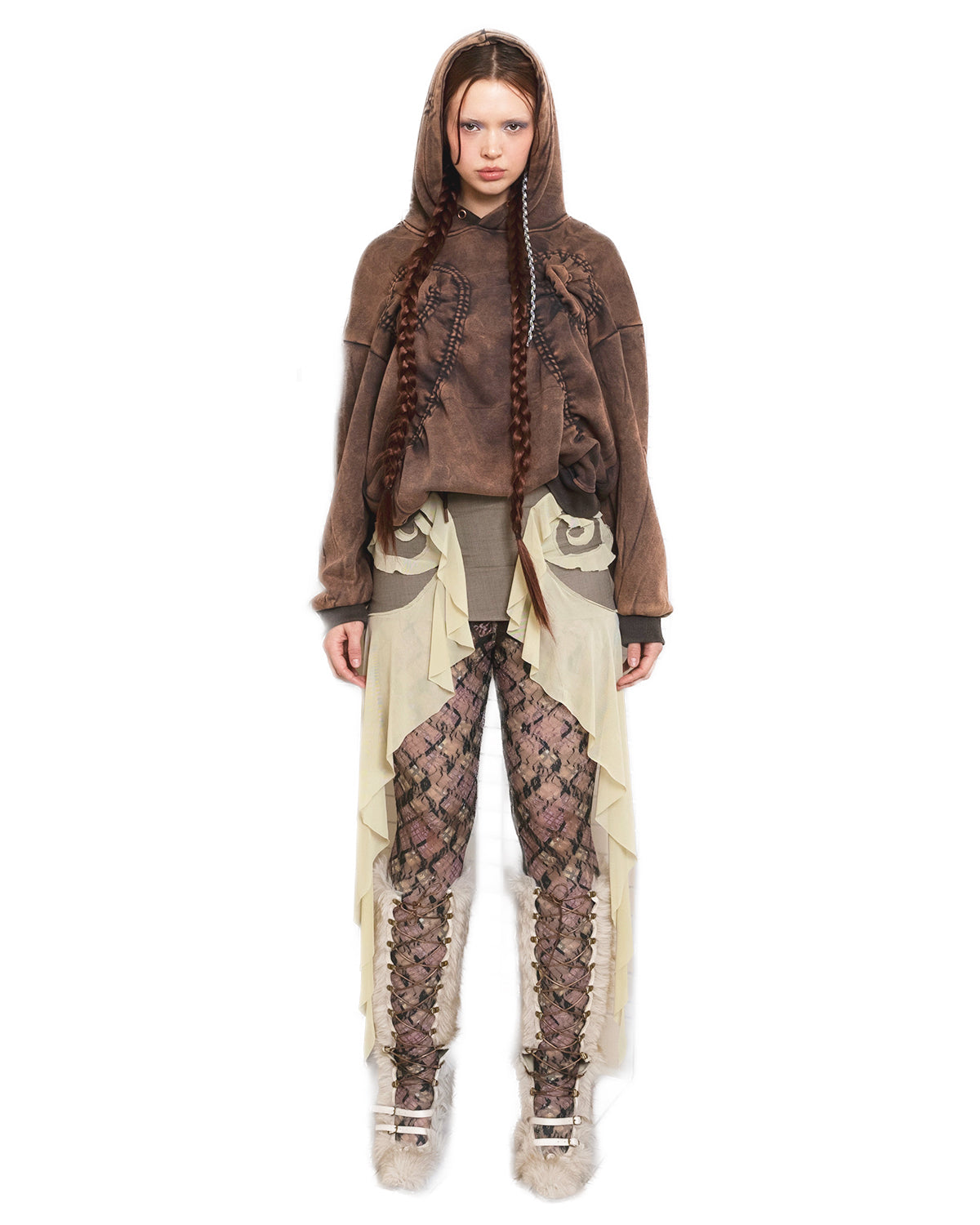 Office Grey Yellow Swirl Flared Mini Skirt