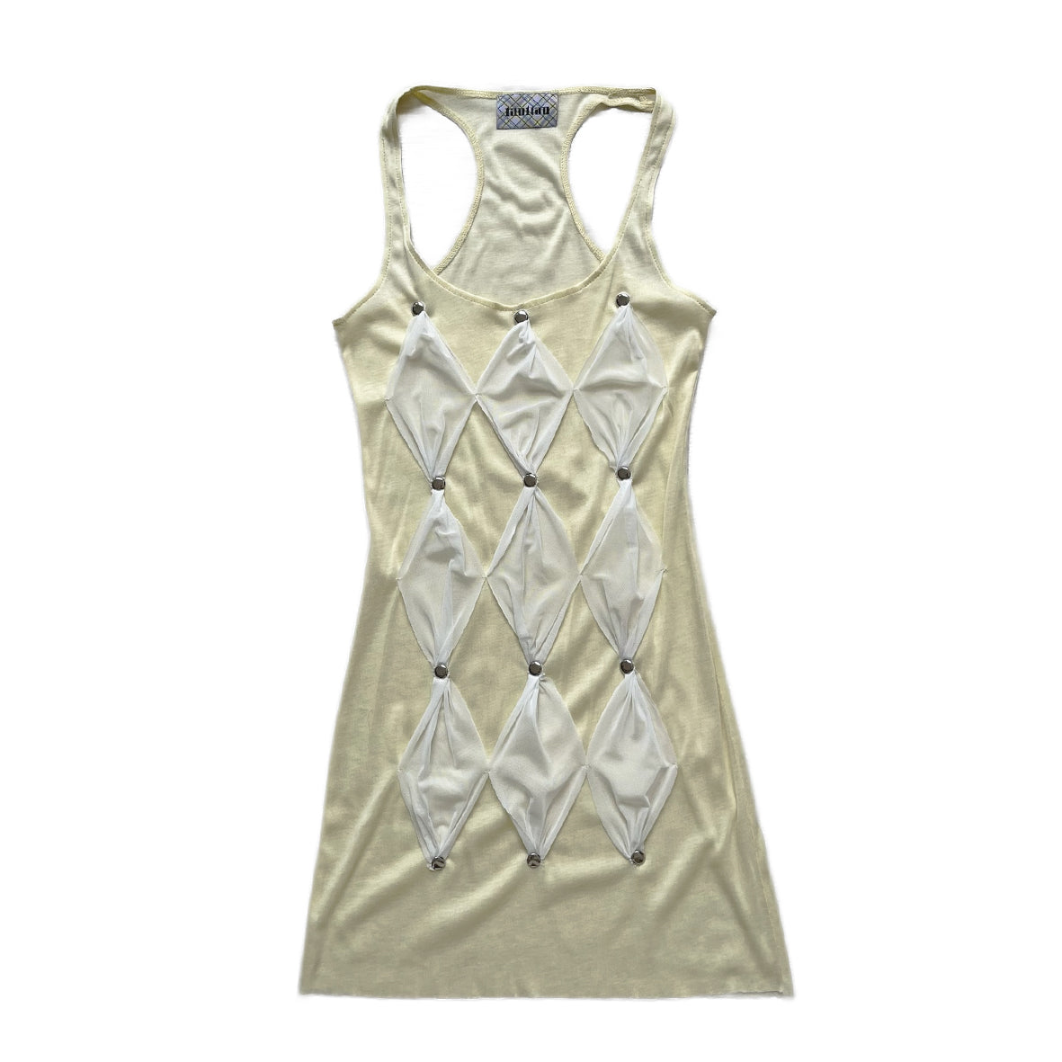 Studded Diamond Mesh Patchwork Tank Dress