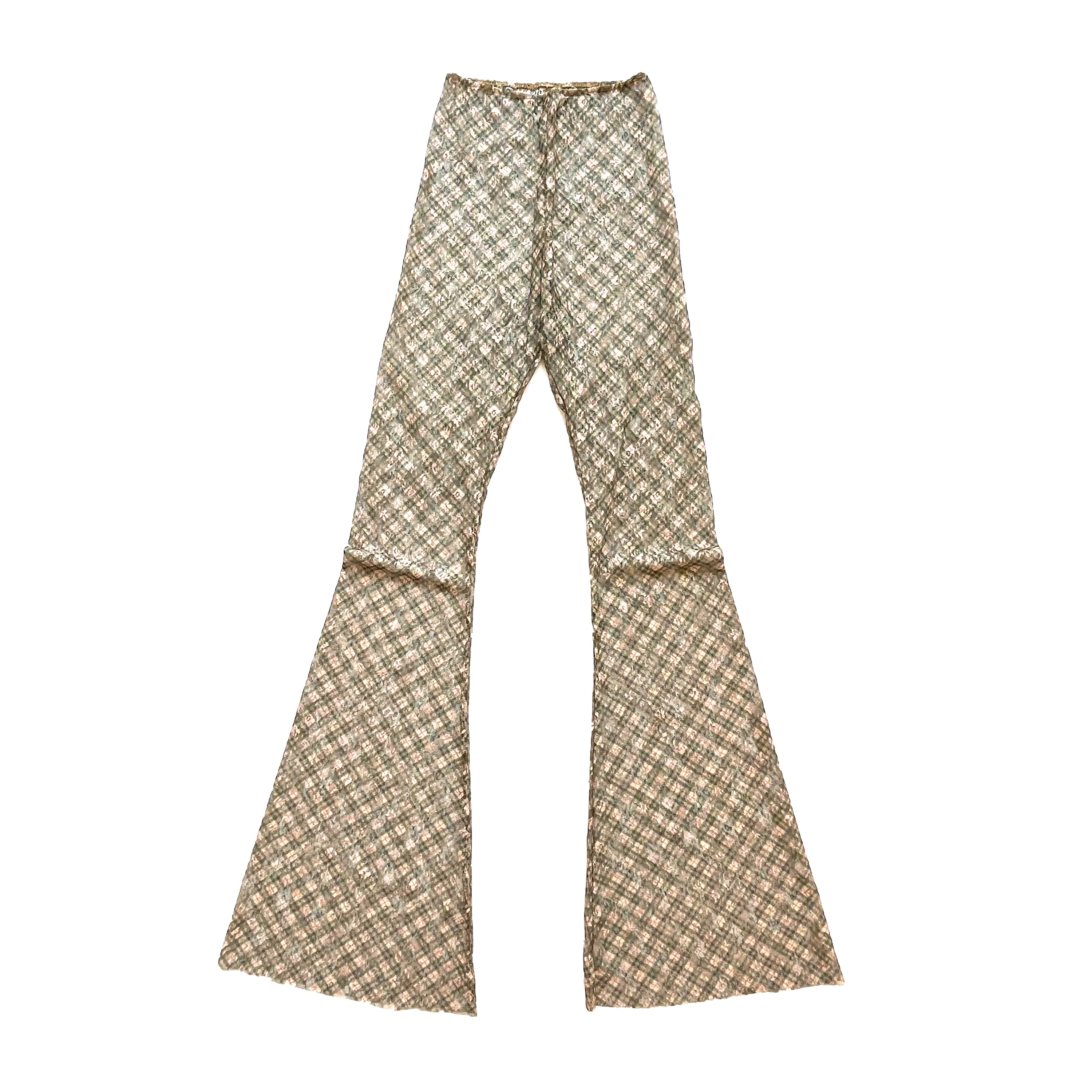 Plaid Lace Bell Bottom Pants Spring