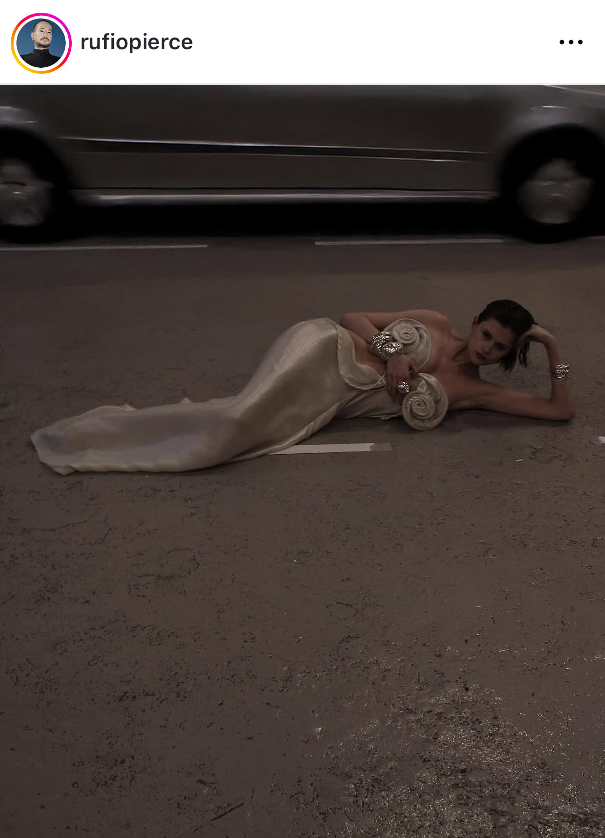 Ivory Satin Glossy Swirl Gown
