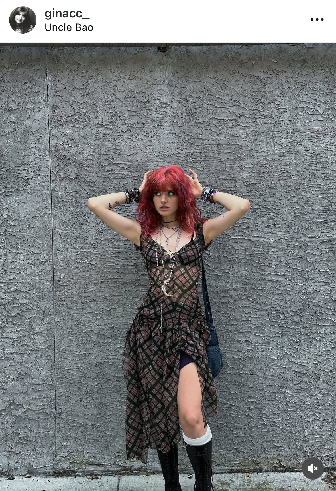 Plaid Puff Chiffon Asymmetrical Dress Purple Plaid
