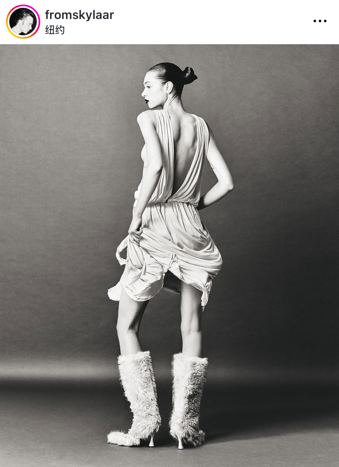 Denim Binded Lace Up Faux Fur Caterpillar Boots Dirty Ivory