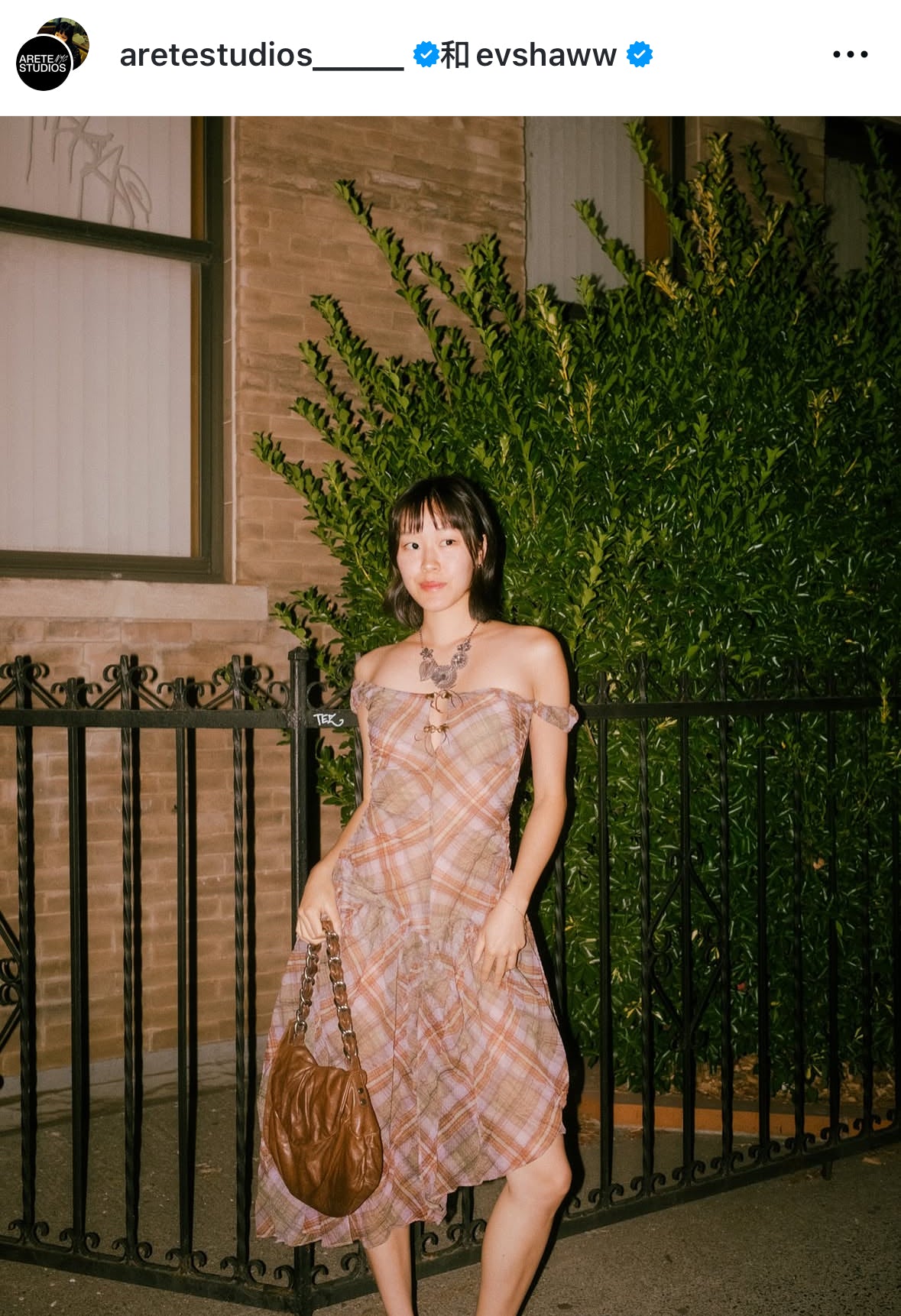 Plaid Puff Chiffon Asymmetrical Dress Earth Tartan