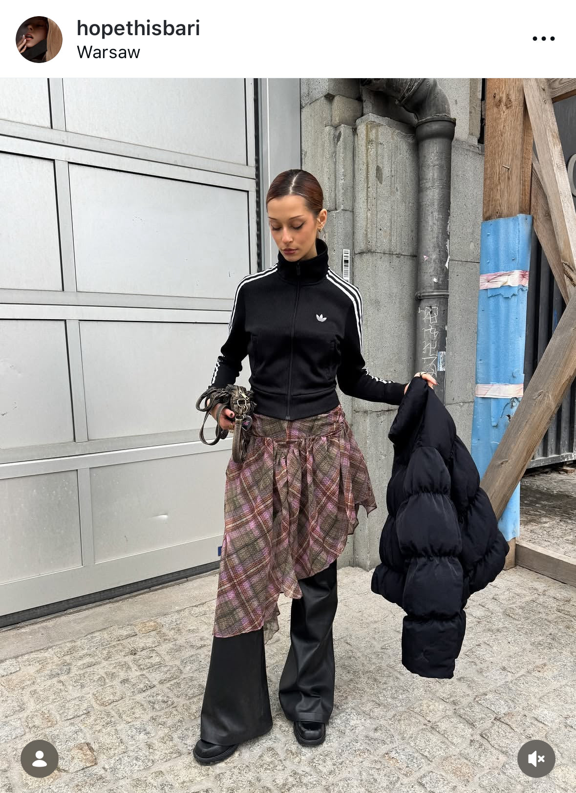 Plaid Puff Chiffon Asymmetrical Dress Earth Tartan