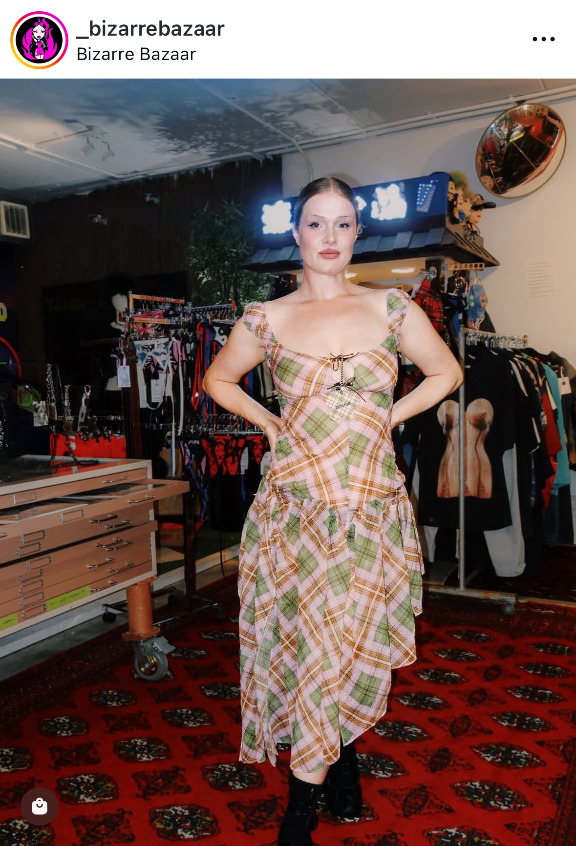 Plaid Puff Chiffon Asymmetrical Dress Hakuto Tartan