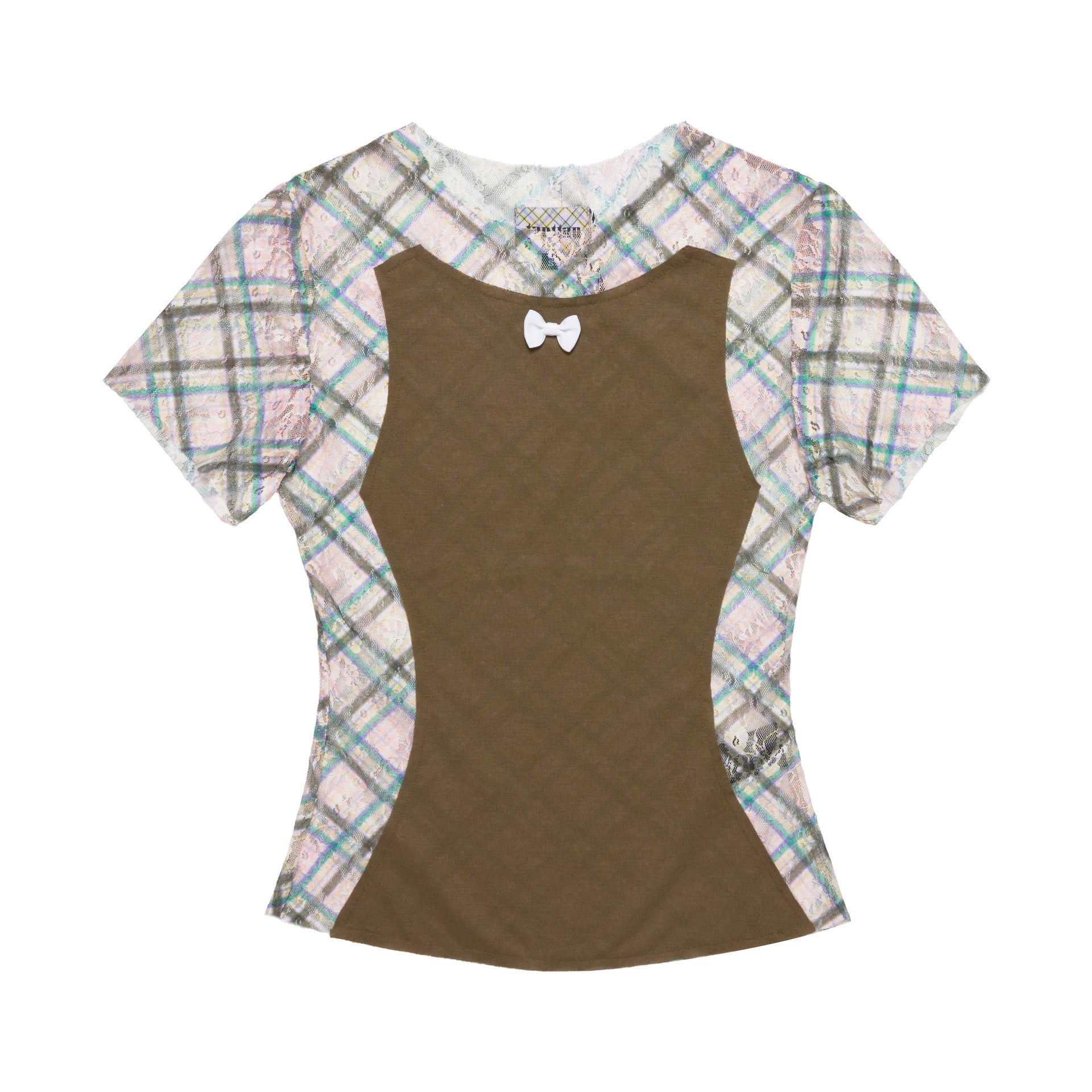 Lace Patch Tshirt Dollhouse Plaid Olive