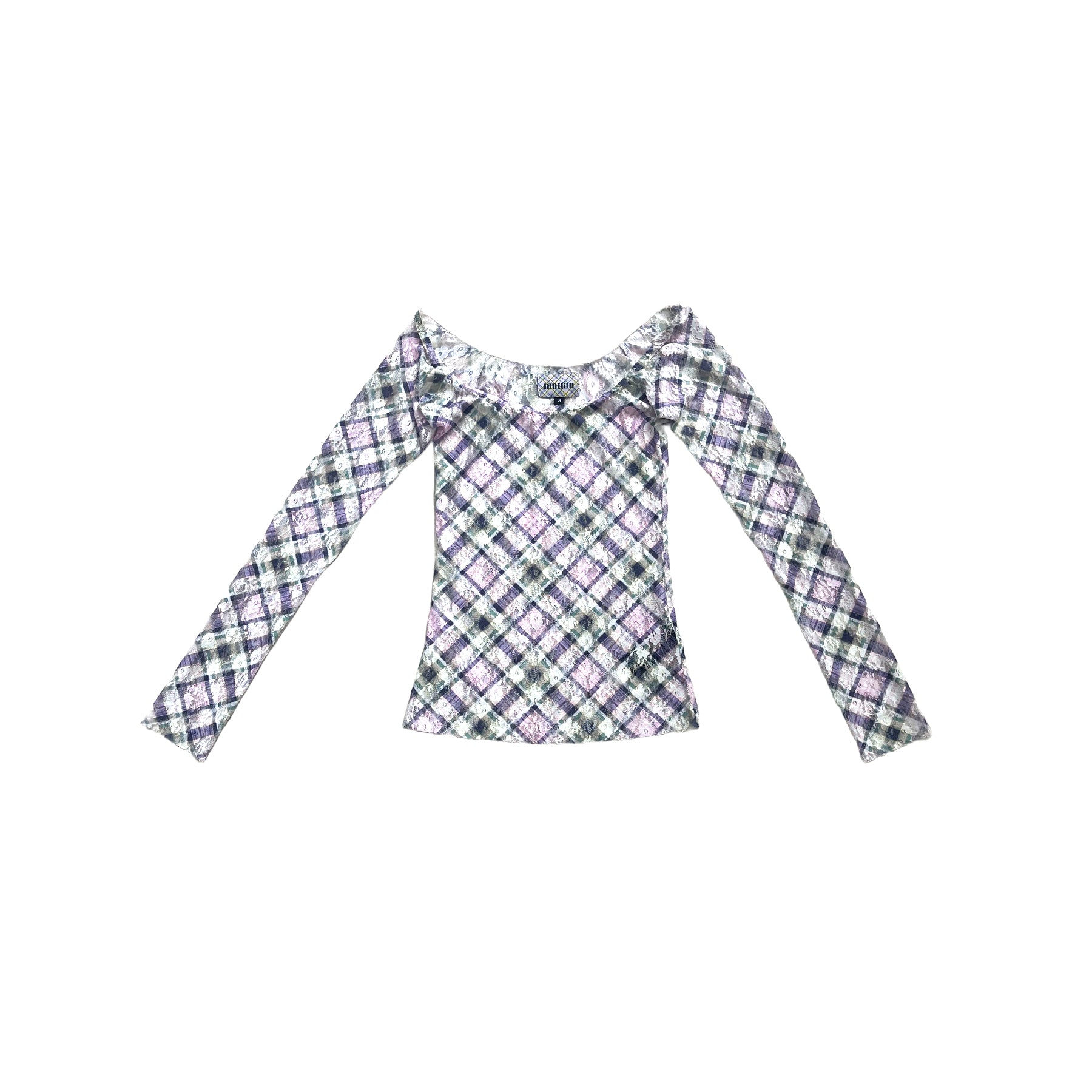 Plaid Lace Off Shoulder Top Lucid