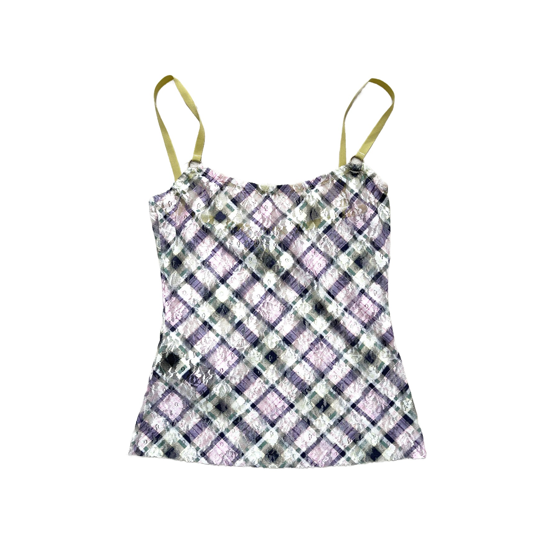 Stretch Lace Cami Top Lucid Plaid