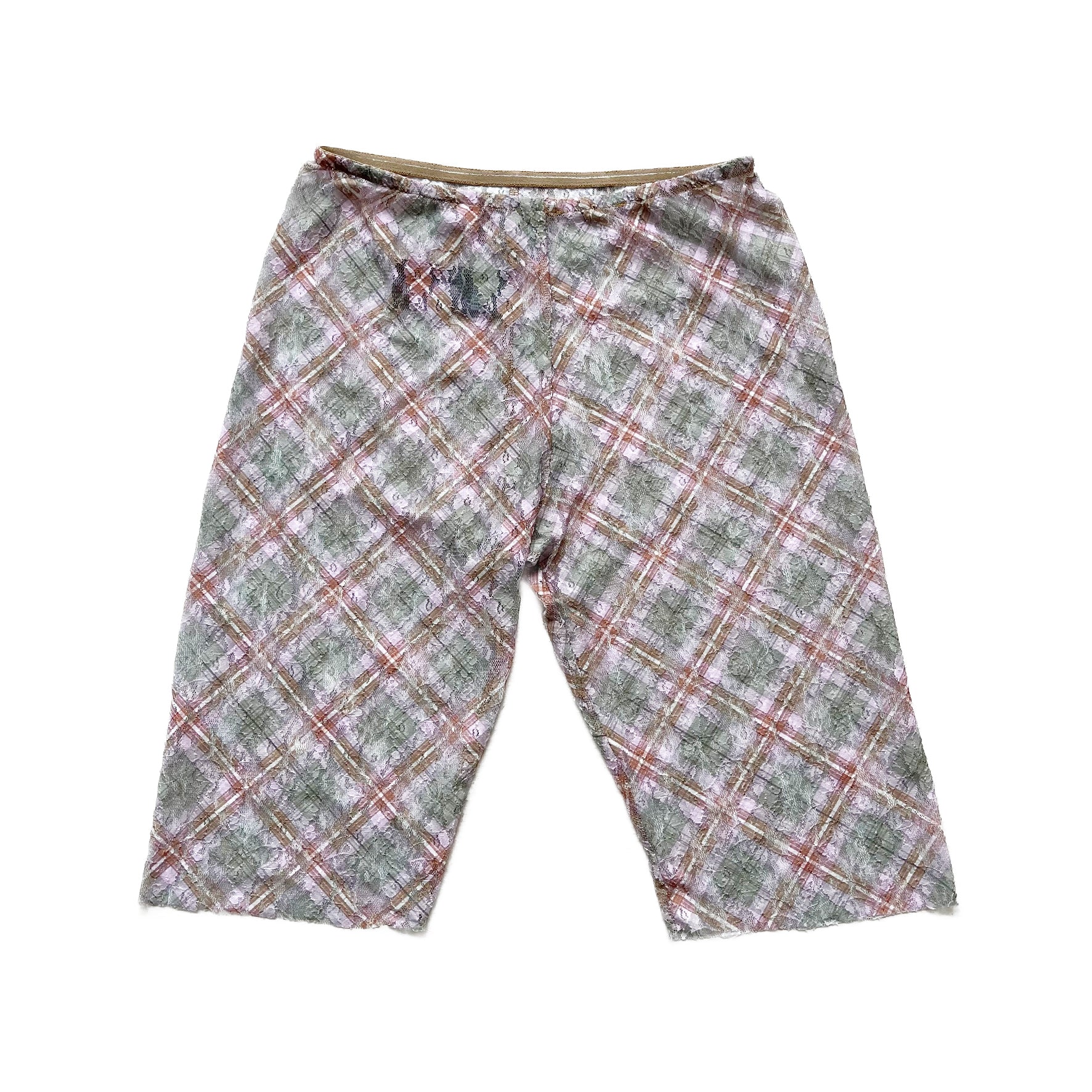 Lace Plaid Biker Shorts Petal Tartan