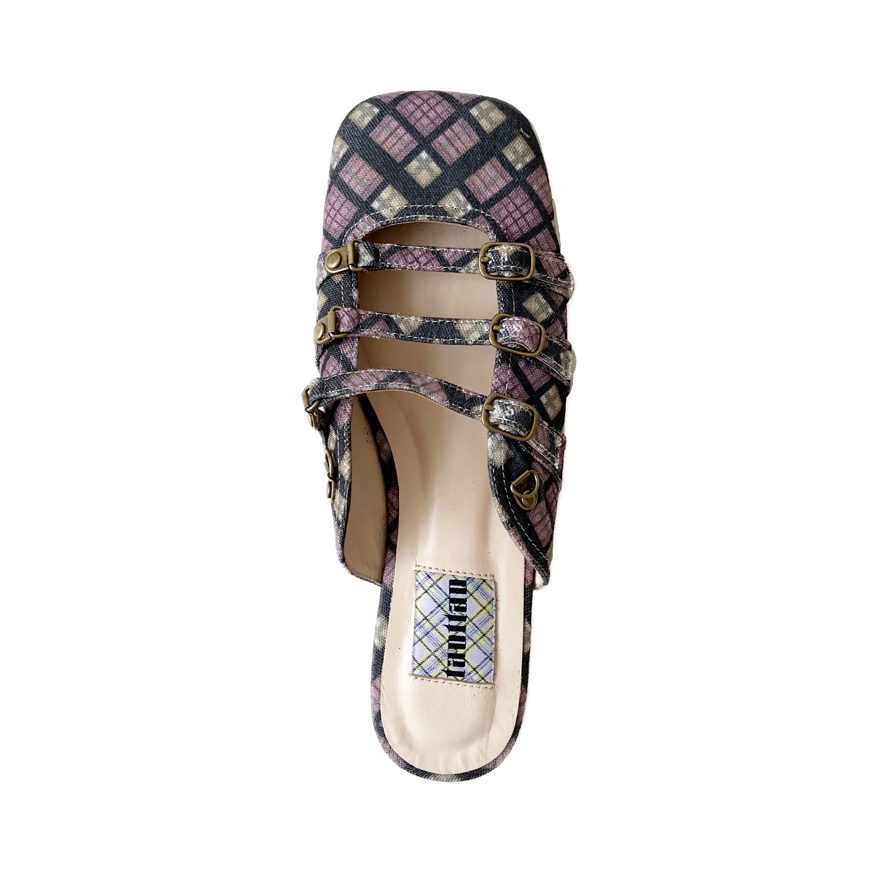 Purple Plaid Slip On Flats with Laces SS25 Pre-Order