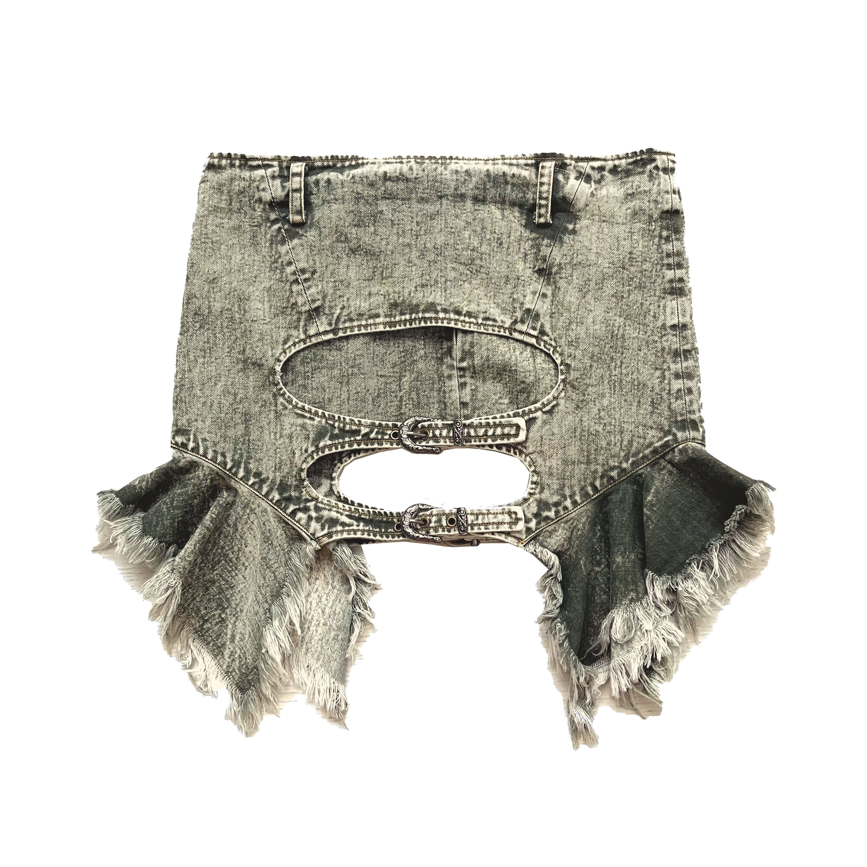 Buckle Belt Denim Corset Skirt